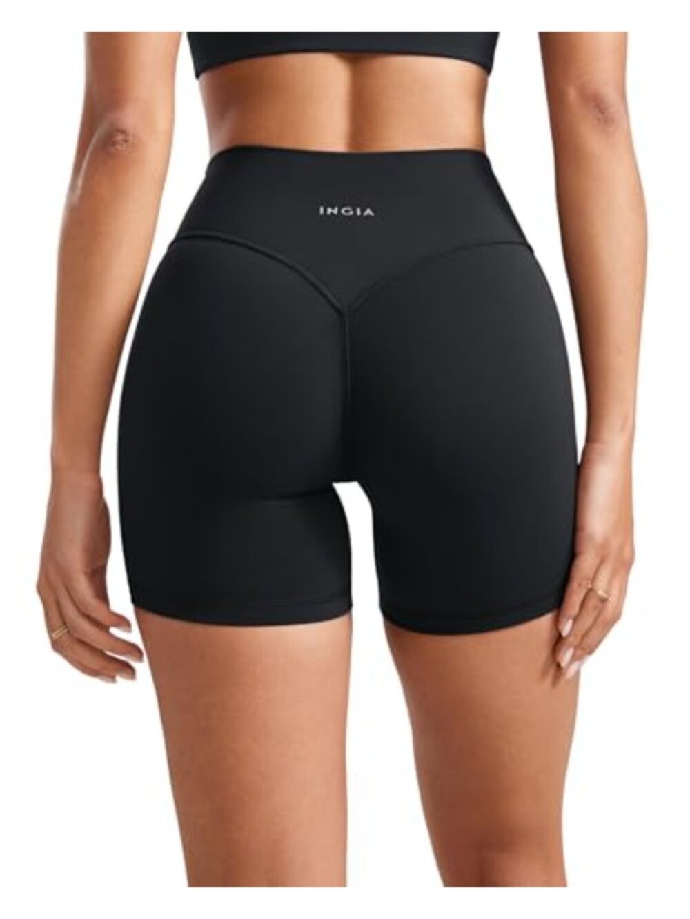 INGIA Scrunch Butt Biker Shorts High Waist V-Back No Front Seam 5"